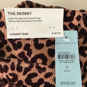Ann Taylor Animal Print Corduroy- Size 0 Skinny NWT